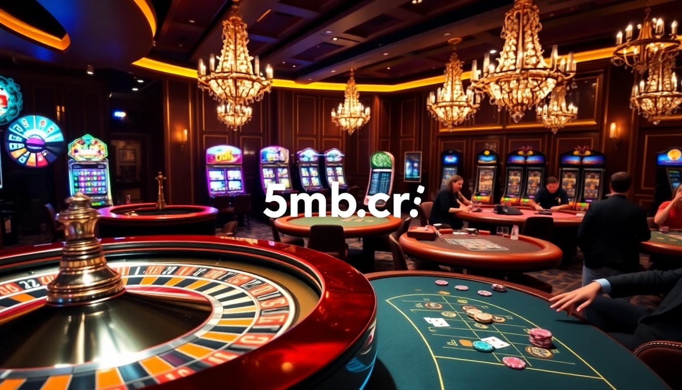 Players enjoying table games and slots at a glamorous casino, inspired by https://5mbcr.com/.