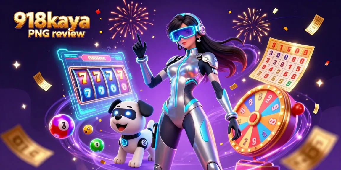 Engage with the vibrant world of online slots in this colorful illustration showcasing 918kaya PNG review.