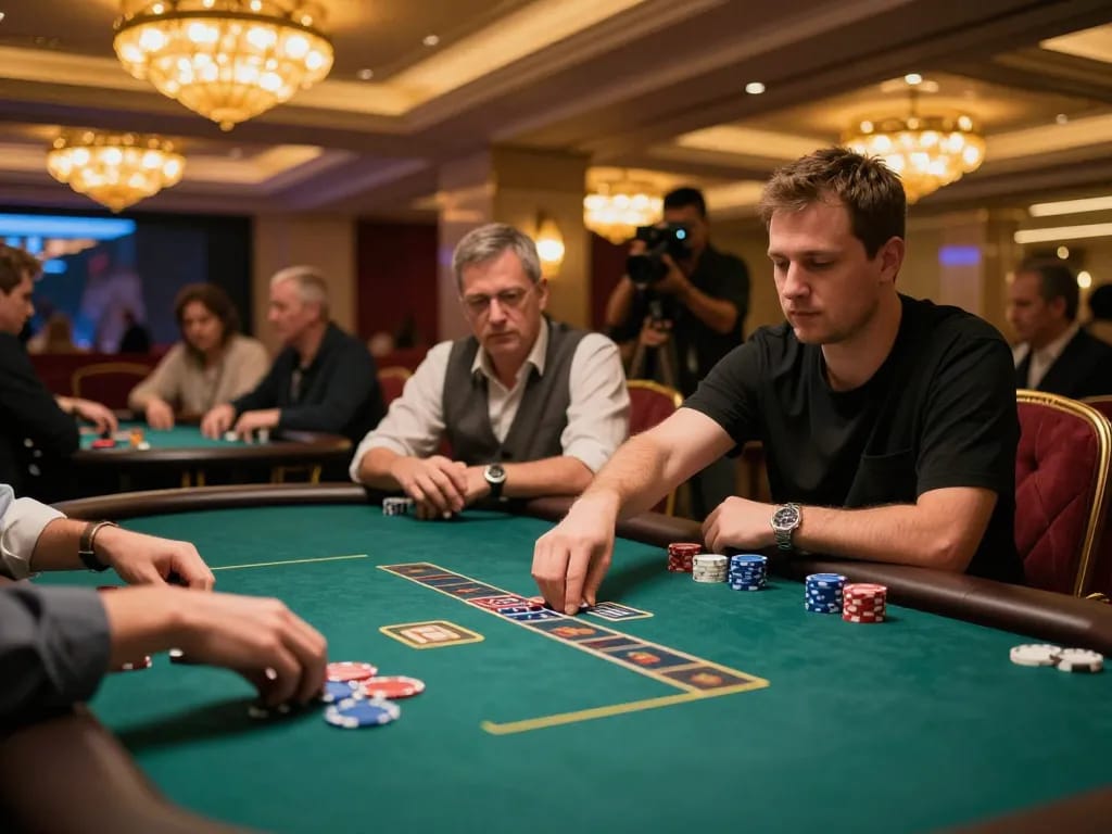 Experience the thrill at trang chủ luck8 with players engaged in strategic poker games under glamorous lighting.