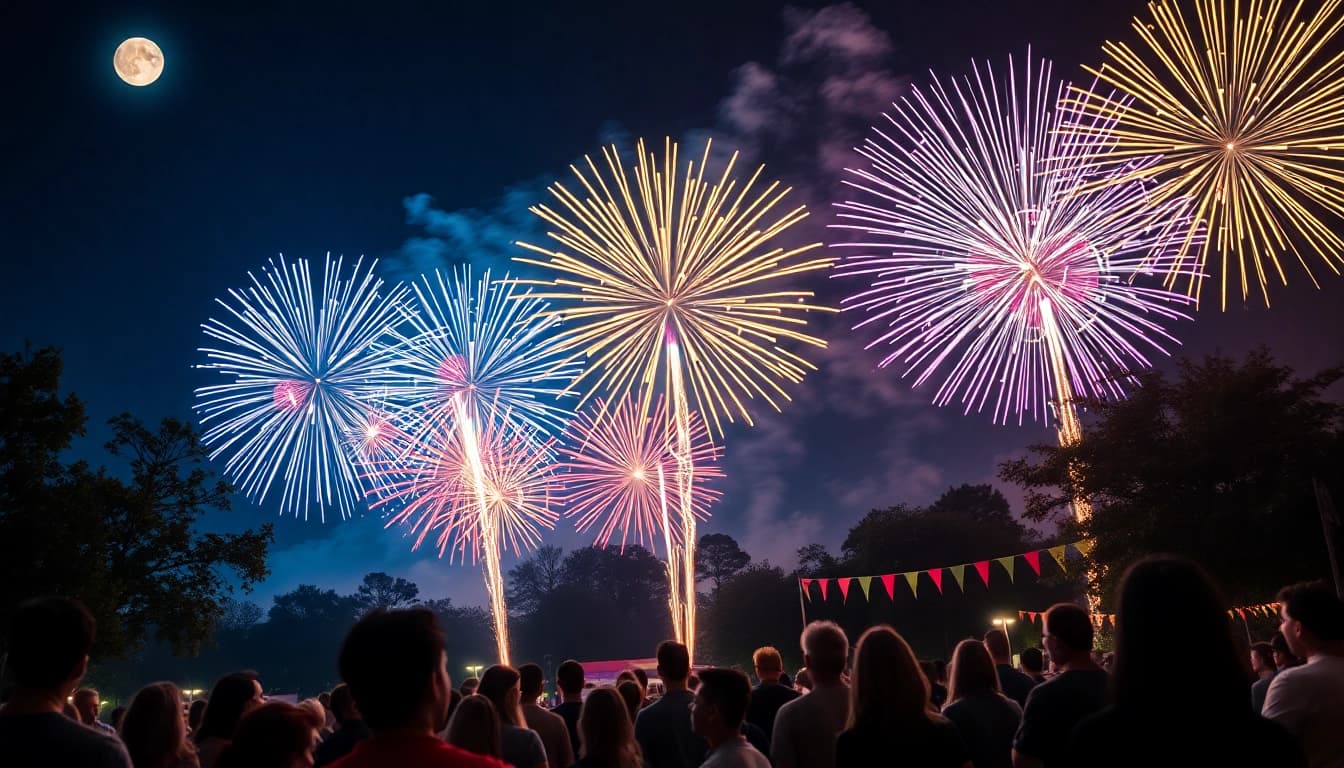 Experience dazzling diamond fireworks lighting up the night sky in a vibrant display.