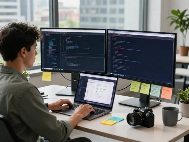 Developer utilizing instant indexing tools in a modern tech workspace.