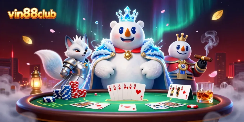 Experience thrilling action at vin88club with vibrant poker elements and enchanting characters.