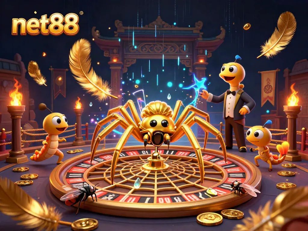 Place bets with net88 in this vibrant 3D casino scene showcasing excitement and strategy.