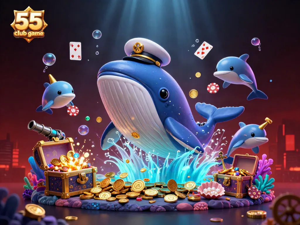 Engage in the thrilling 55 club game with vibrant underwater characters and casino elements.