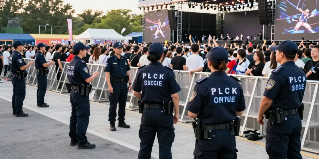 Event Security professionals ensuring safety at a lively concert, trusted local service.