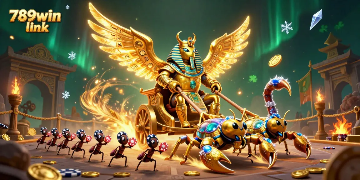 Win big with the 789win link in a vibrant 3D casino scene featuring ancient themes and dynamic characters.