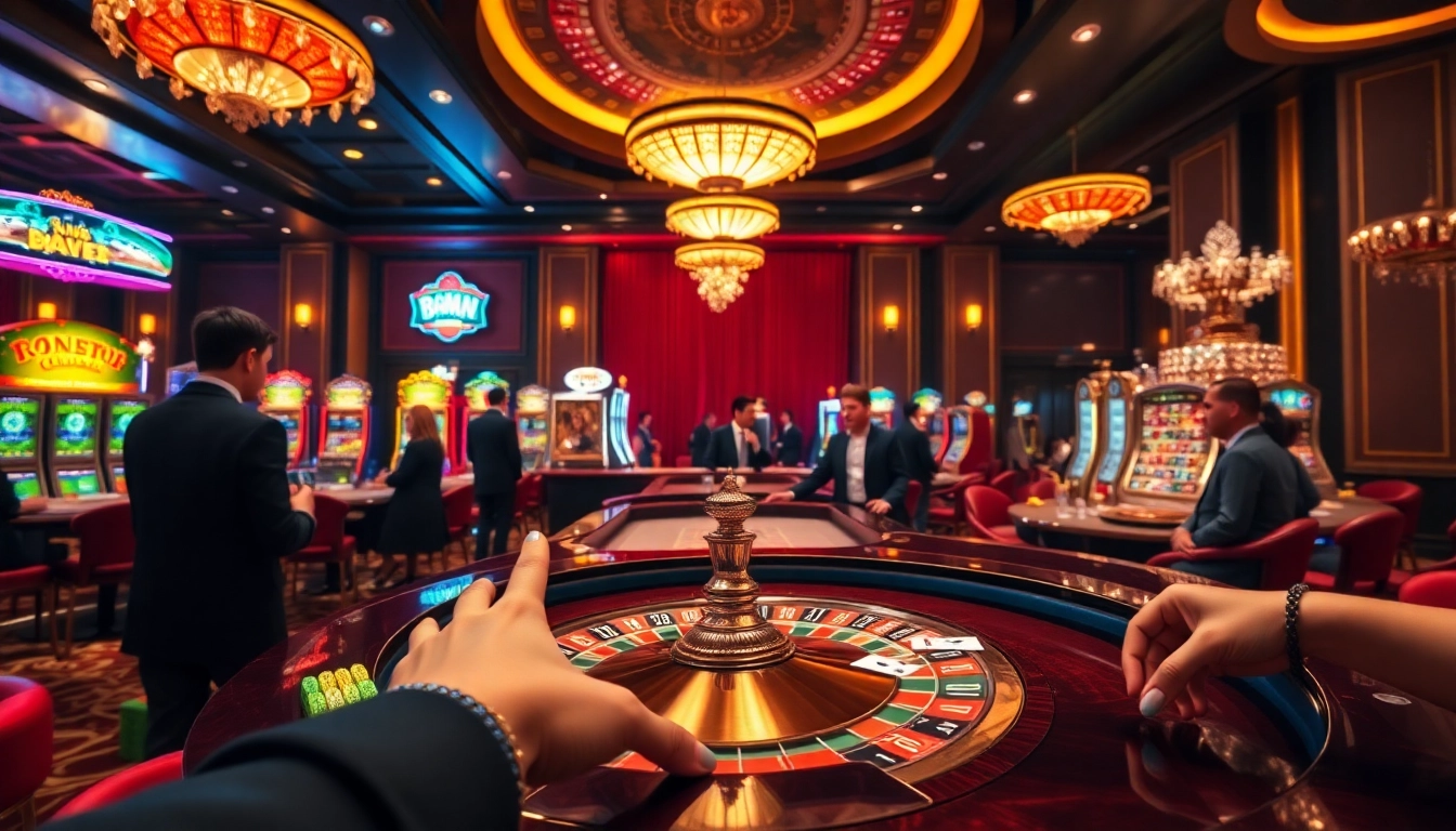Exciting roulette action at the luxurious casino promoted by https://bj88b.com/, where players engage in high-stakes excitement.