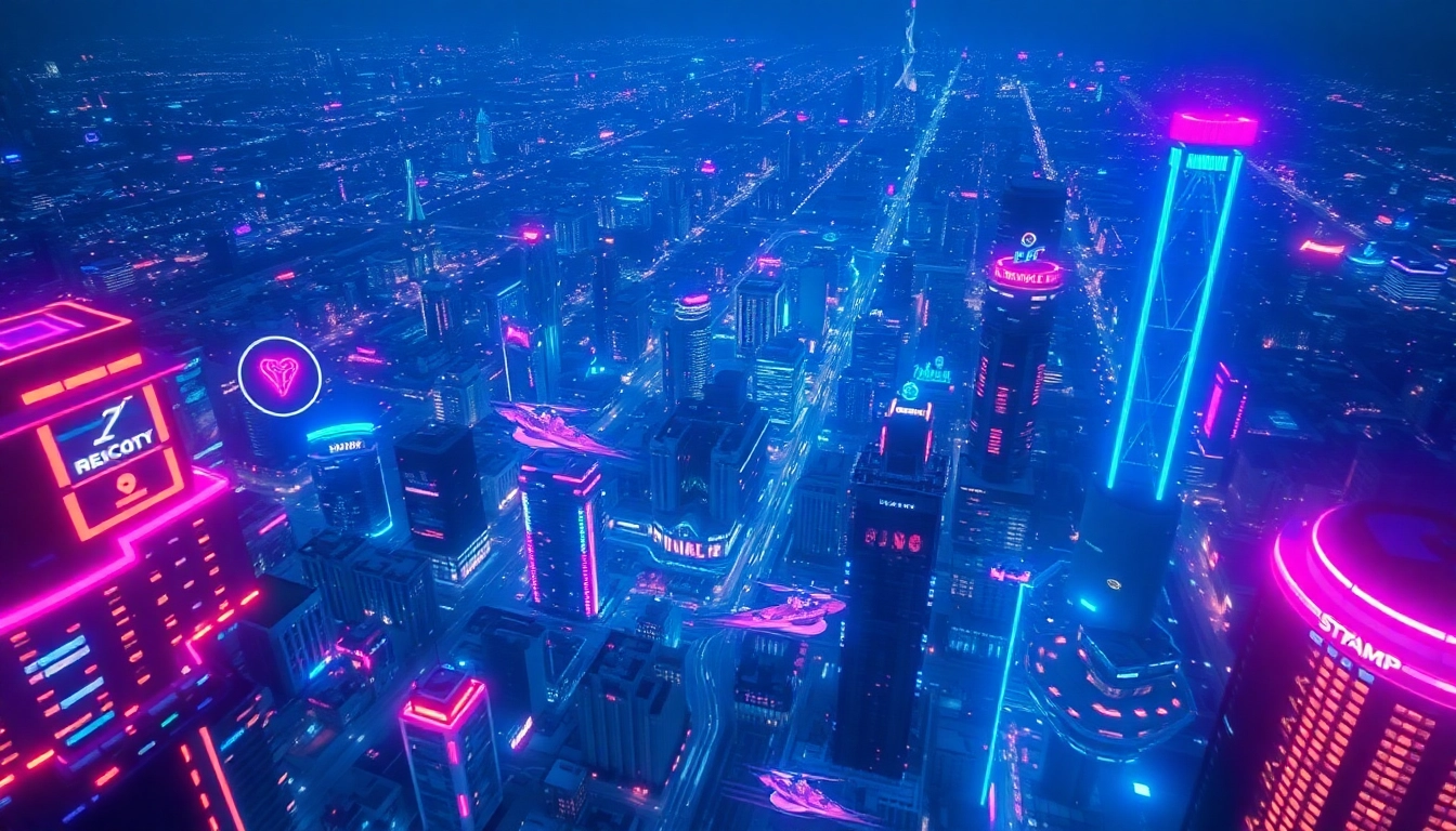 Explore stunning visuals of New Technology in a futuristic cityscape with neon lights.