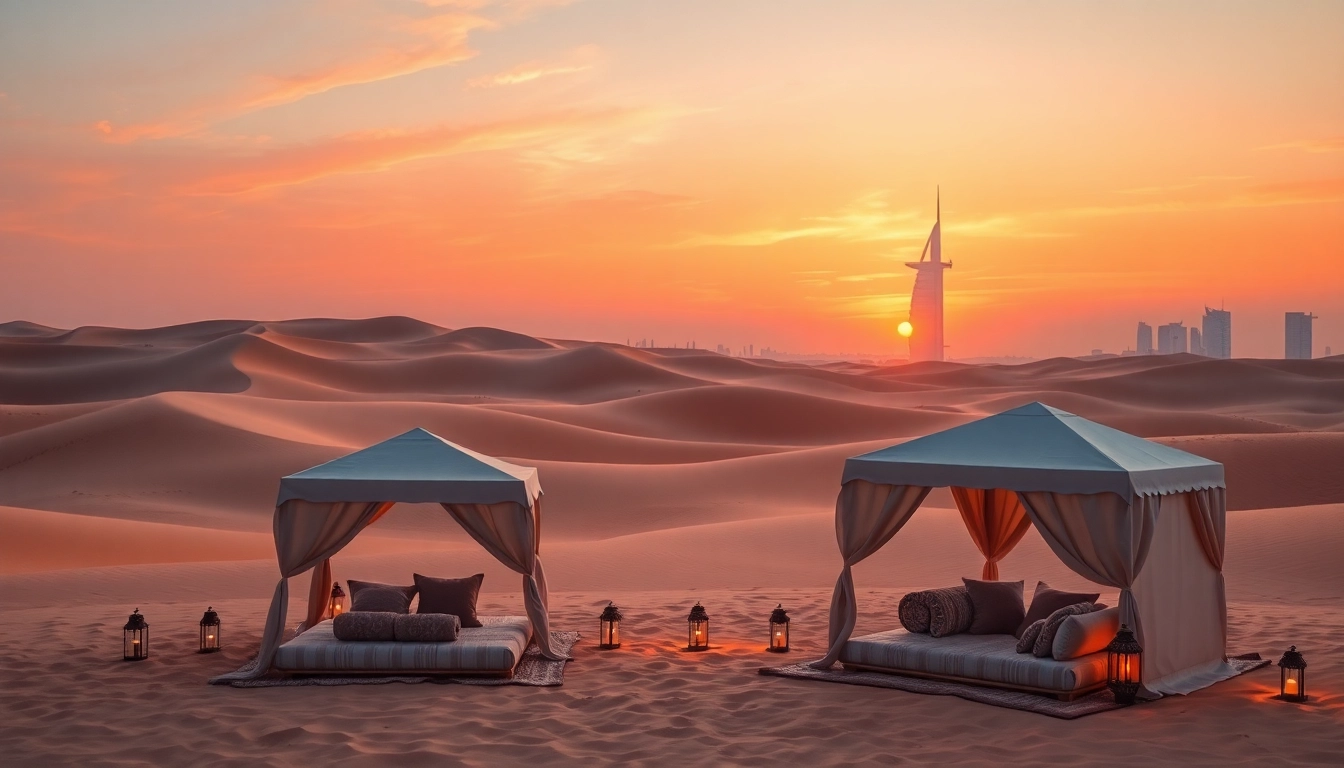 Experience the stunning sunset in Dubai, highlighting the allure of Travel to Dubai through breathtaking landscapes.