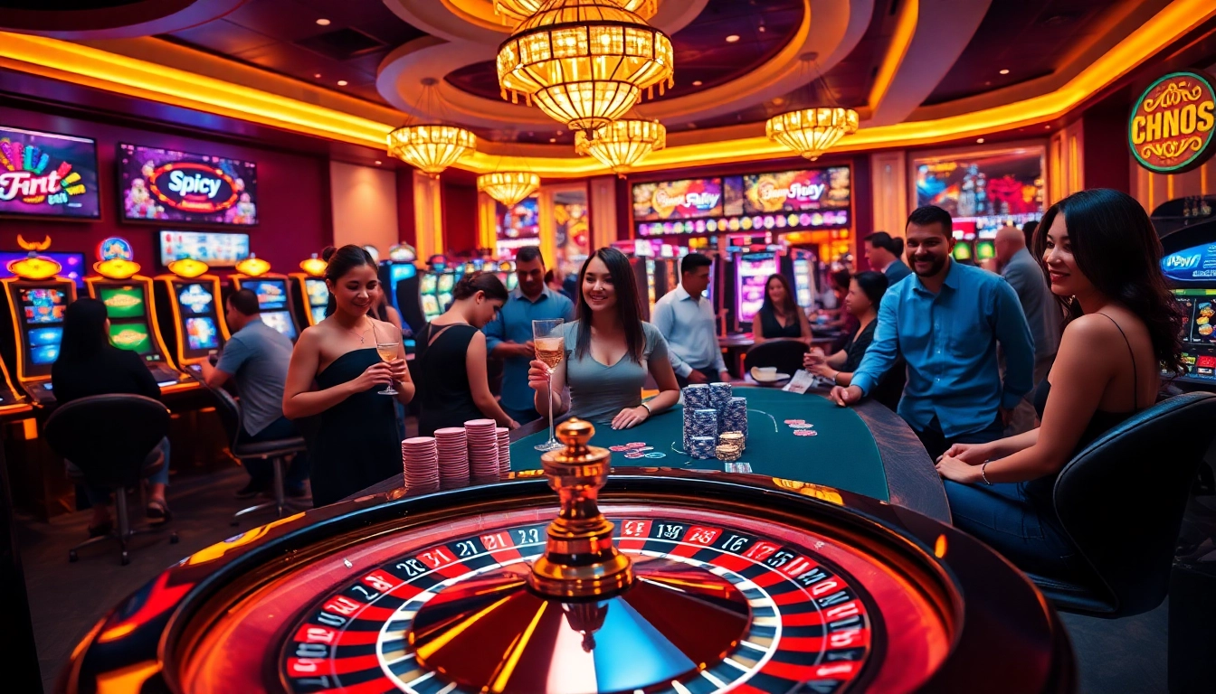 Players engage in high-stakes poker at a glamorous casino, showcasing spicy ai-themed gaming solutions.
