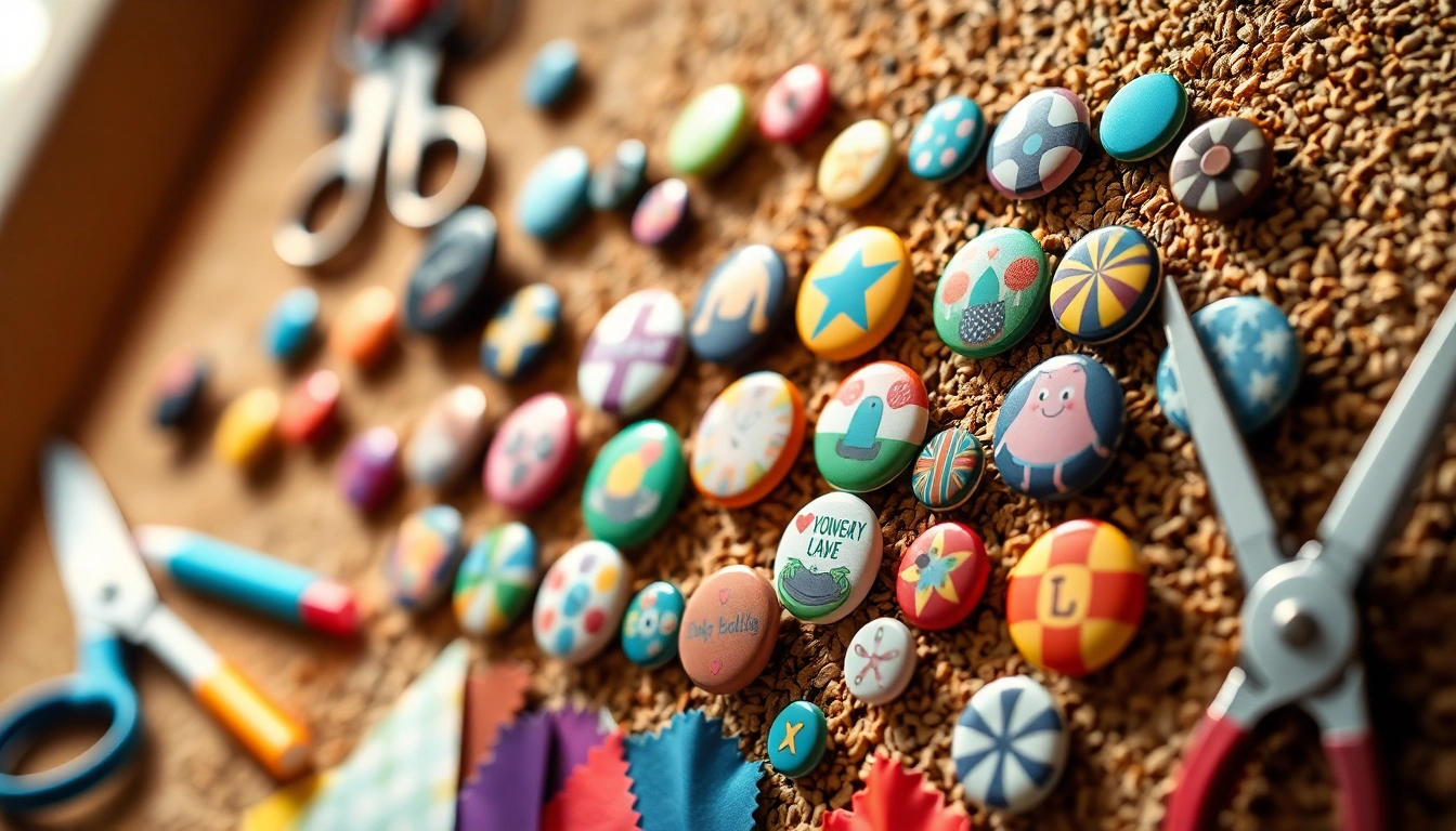 Create and showcase custom button pins in various colors and designs.