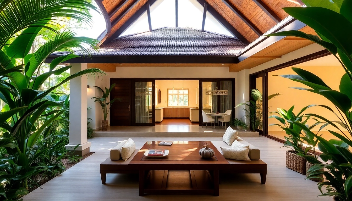 Showcase Phuket property management services at a stunning tropical villa surrounded by lush landscapes.