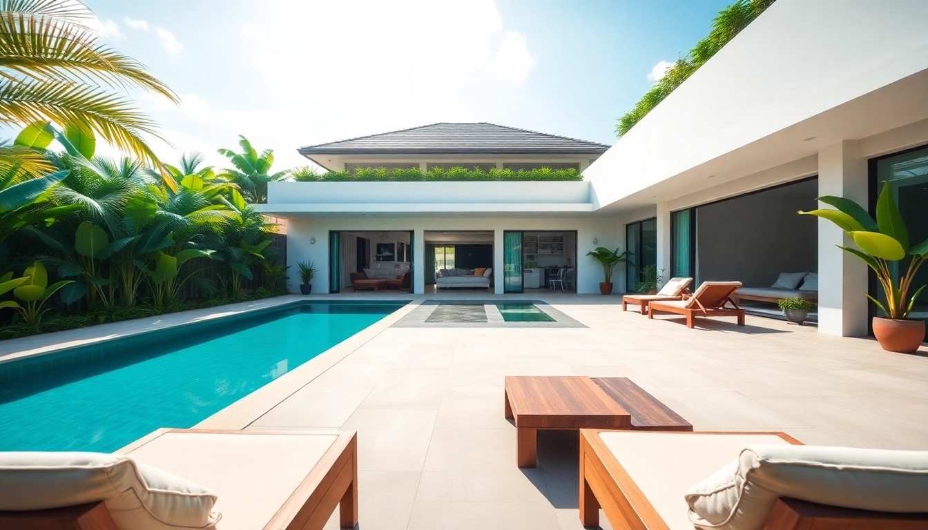 Showcase of Phuket property management with a stunning villa featuring a pool and lush landscape.