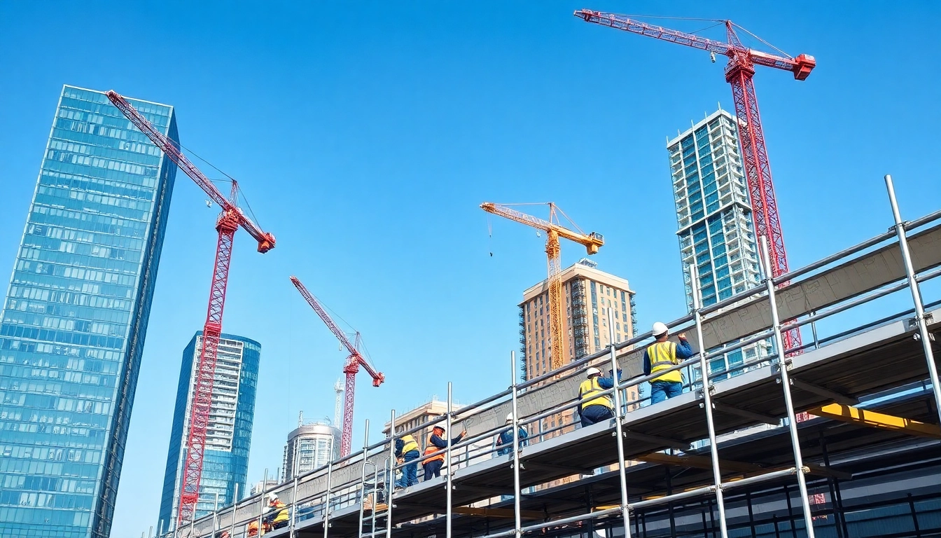 Scaffolders Bolton working on a construction site, assembling scaffolding efficiently.