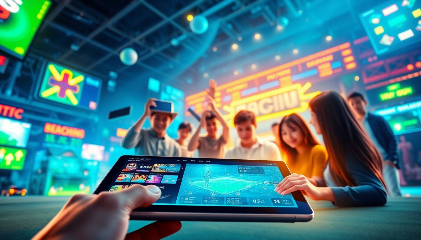 Engaged users enjoying the innovative LIÊN MINH KJC entertainment platform in a vibrant digital space.