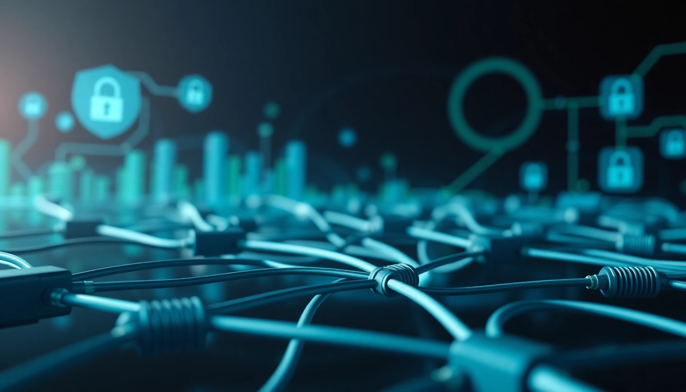 Visualize a residential proxy network showcasing interconnected IP addresses and web security elements.