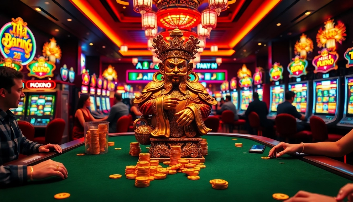 Experience the excitement of the raja barong slot surrounded by elegant casino elements and vibrant gaming.