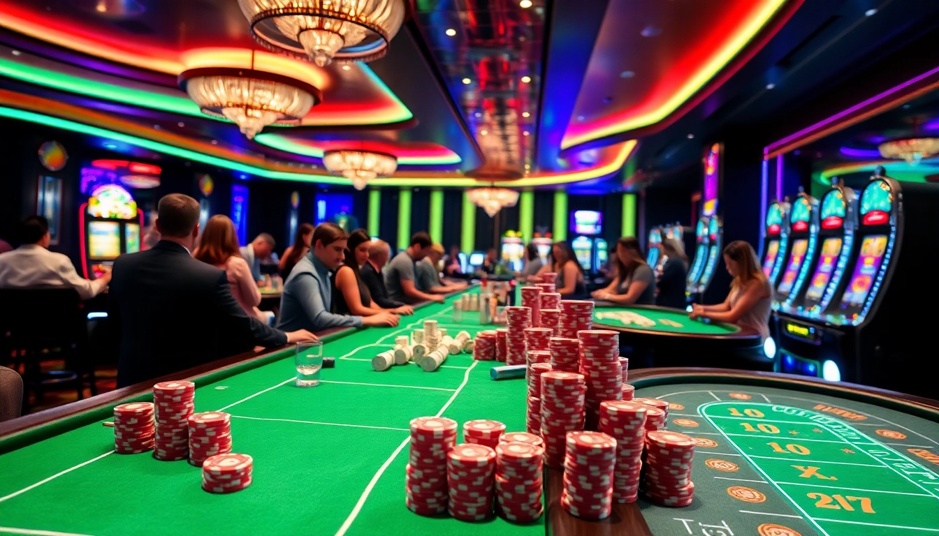 Experience the excitement of Sky Club gaming with vibrant casino tables and lively players.