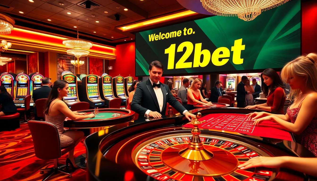 Experience the excitement of 12bet with players engaged at the casino tables, showcasing thrilling betting action.