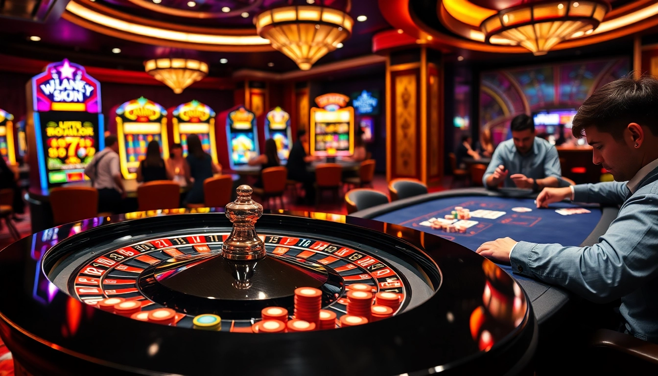 Experience the thrill of mm88 london with vibrant casino tables, exciting players, and luxurious gaming elements.