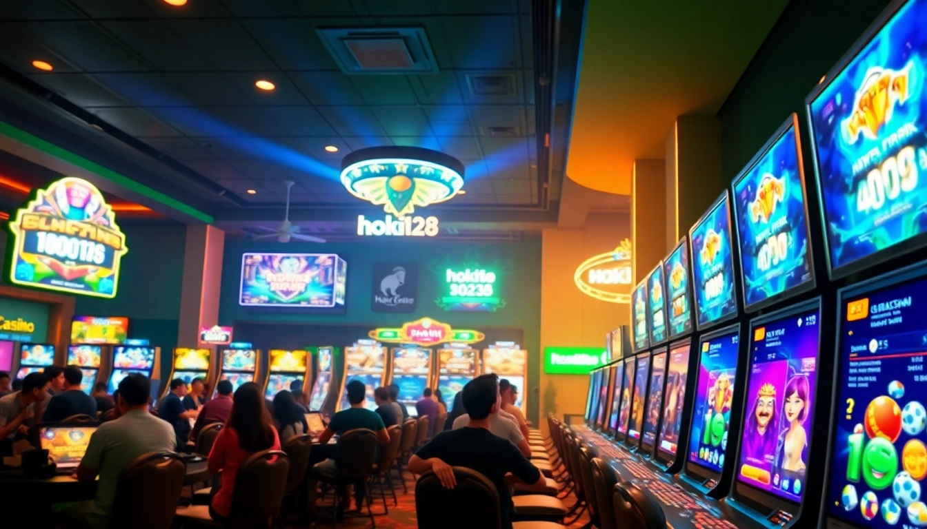 hoki138 online casino gaming environment with vibrant visuals and engaging slot machines
