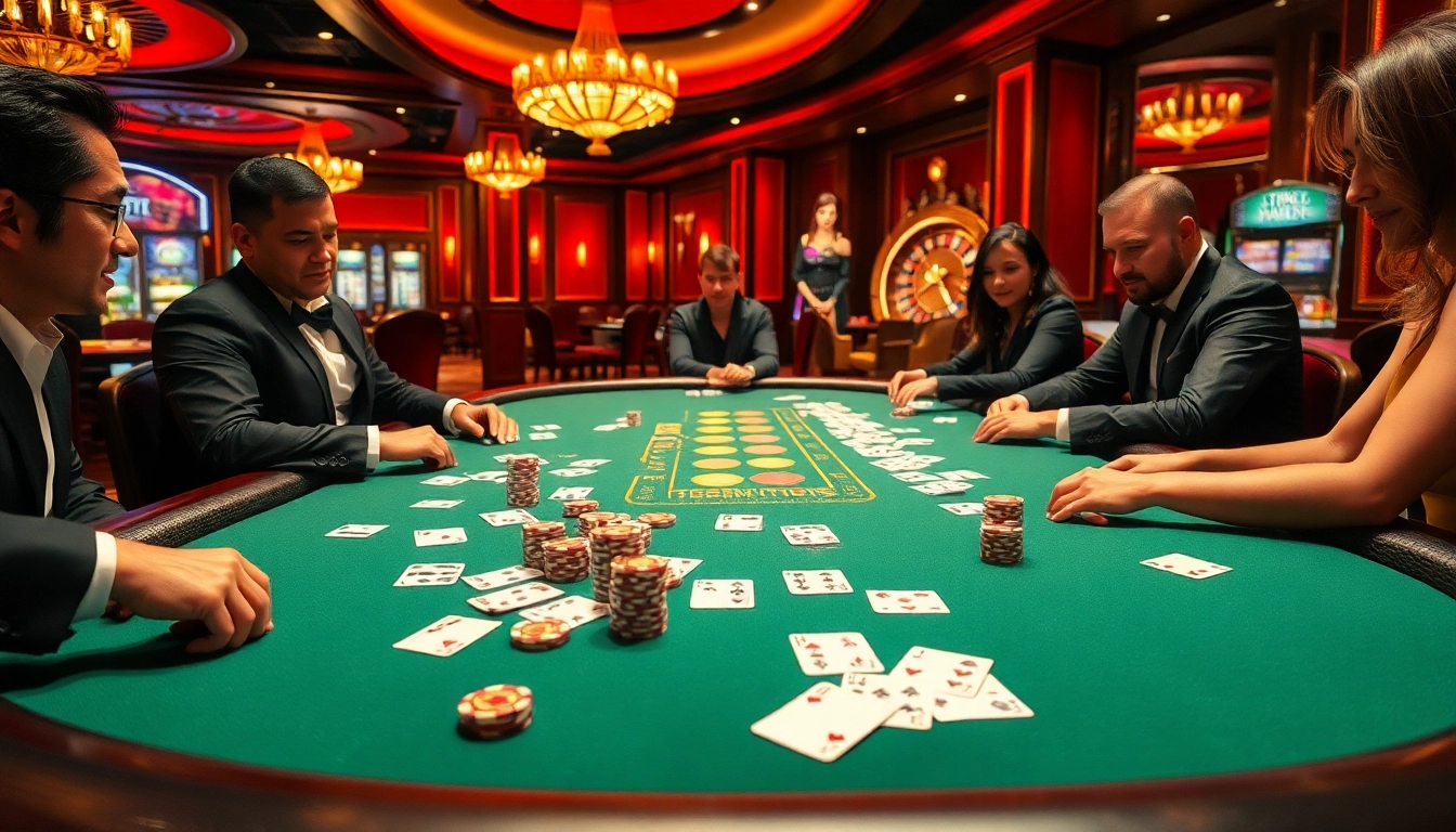 Experience high-stakes poker excitement at https://topxx88.com/ in a luxurious casino setting.