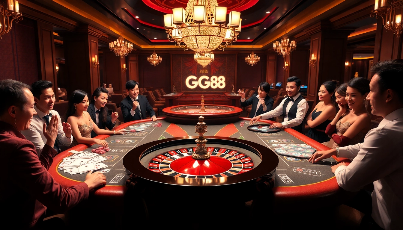 Experience the excitement of betting at GG 88's premier gaming table with vibrant chips and cards.
