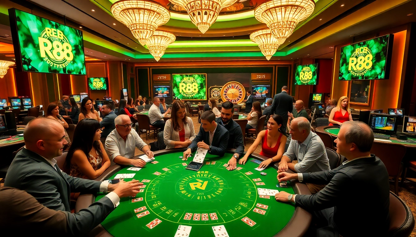 Engage in thrilling blackjack at RR 88 with vibrant chips and cards in a luxurious casino setting.