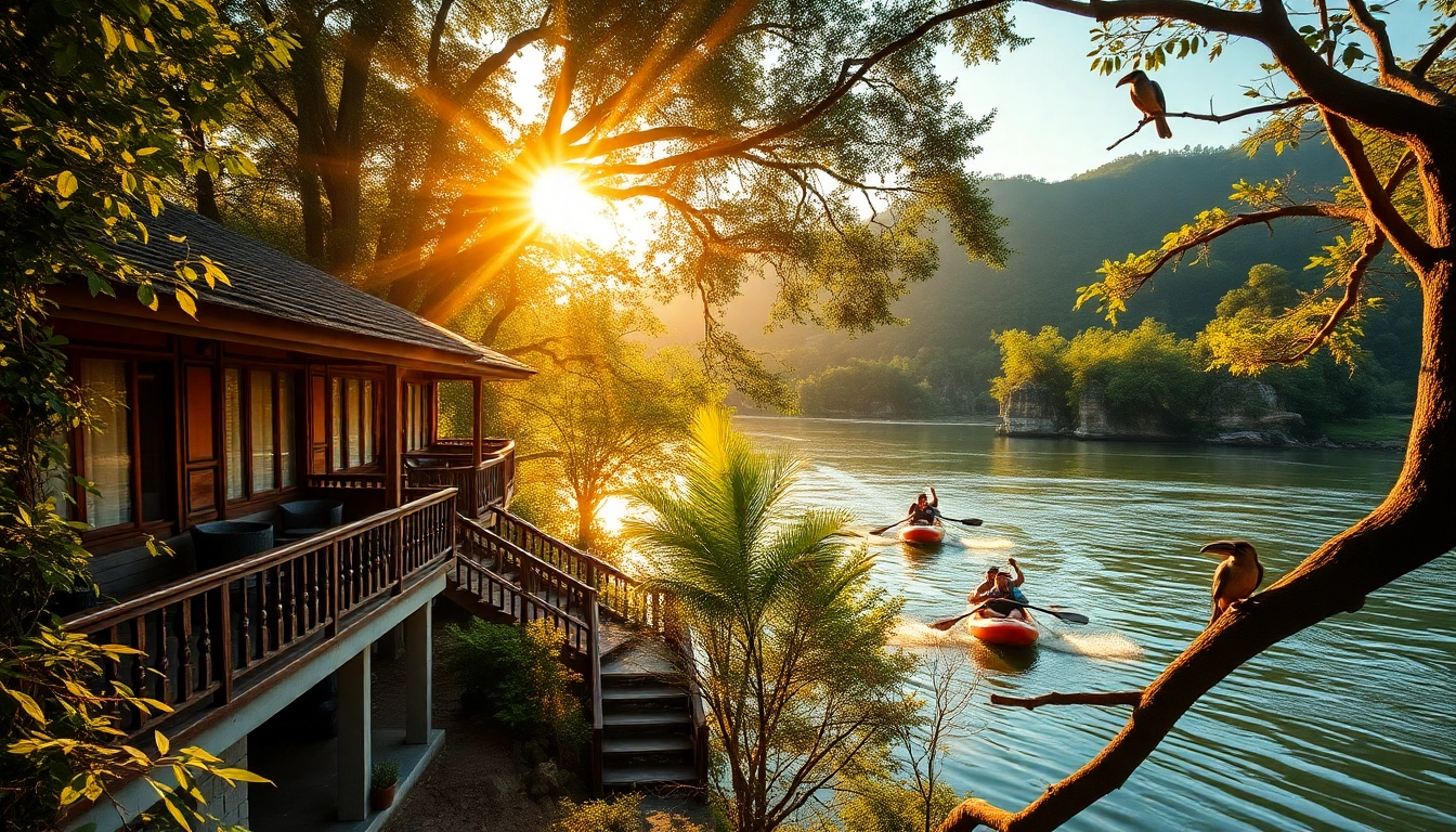 Dandeli Hotels featuring riverside cottages and adventure activities like rafting and kayaking in a serene natural setting.