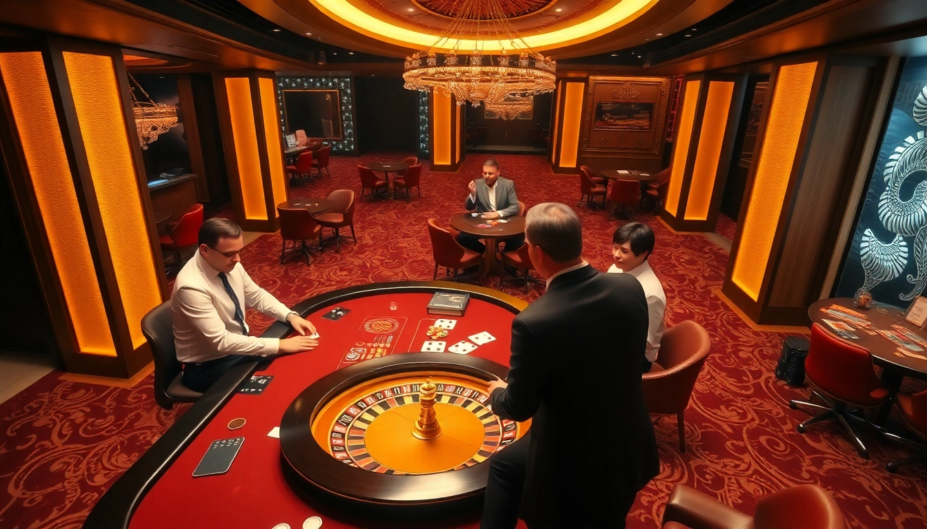 Experience the excitement of xx88 at a luxury casino table with players engaged in thrilling games.