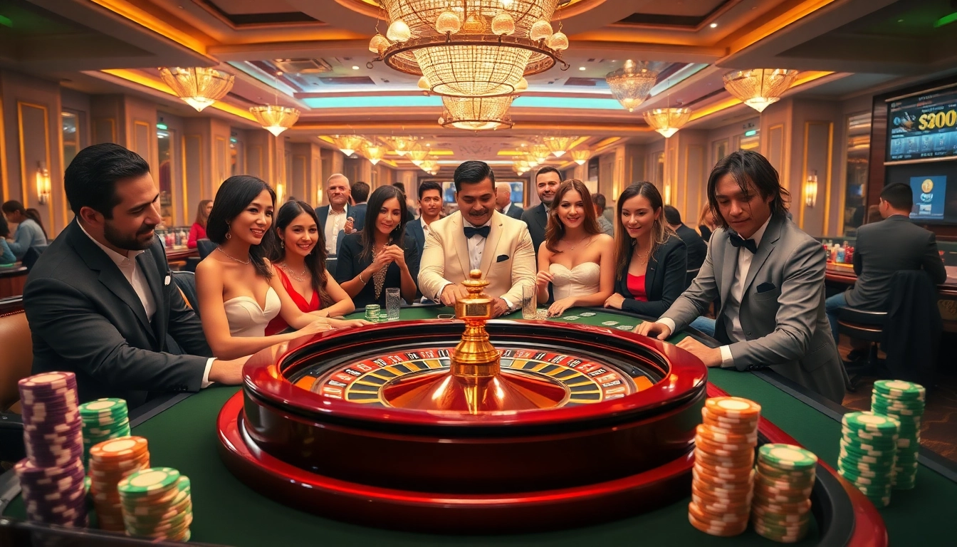 Exciting gambling action at https://xx88.nl/ featuring roulette and poker games under luxurious lighting.