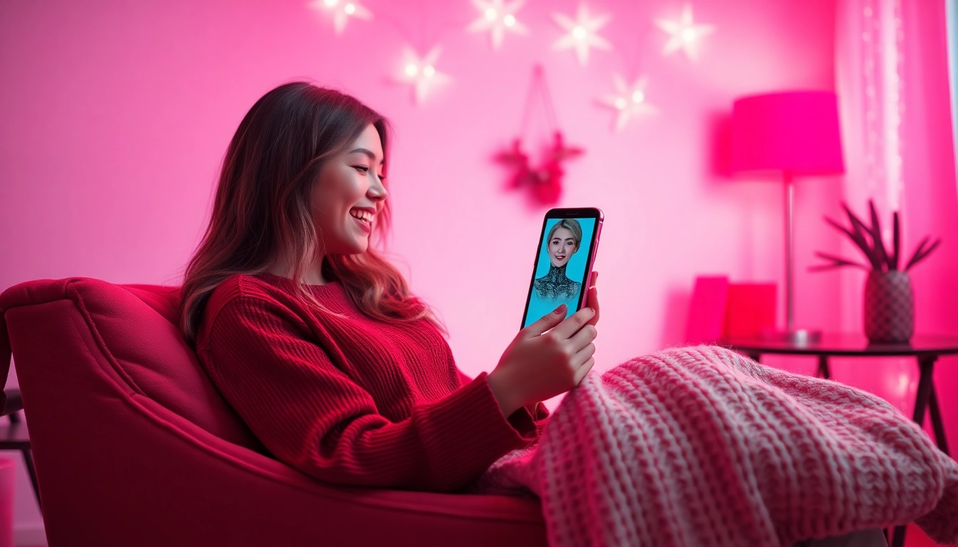 Engaging in ai sex chat with a friendly digital chatbot in a cozy setting.