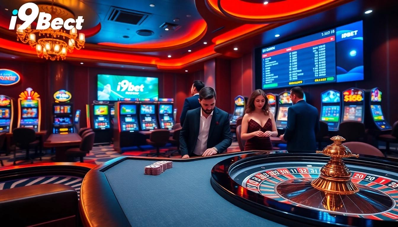 Experience the excitement of i9bet at a luxurious casino table with vibrant game features.