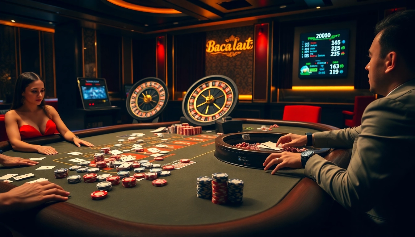 Engage in thrilling Baccarat action depicted at https://f168.studio/ with luxury casino elements and excitement.