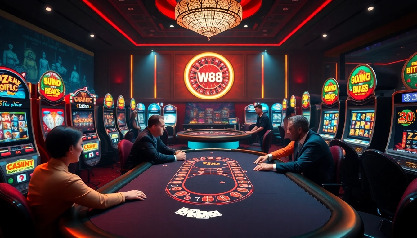 Engage in thrilling gameplay at ww88's stunning casino tables featuring vibrant slots and poker.