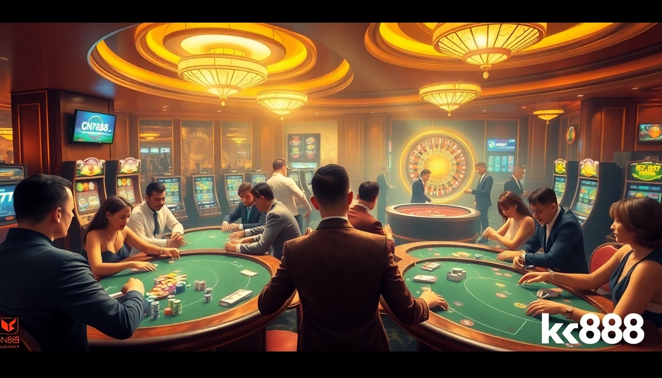 Players strategizing at a vibrant nk88 casino table during an exciting game night.