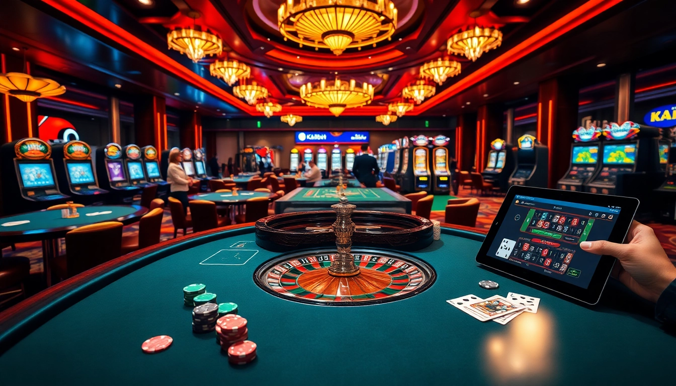 Gamblers enjoying an exciting gaming experience at Kubet Casino with vibrant table games and slots.