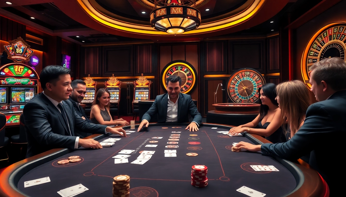 Experience the thrill of 88i gameplay at a luxurious poker table surrounded by gaming excitement.