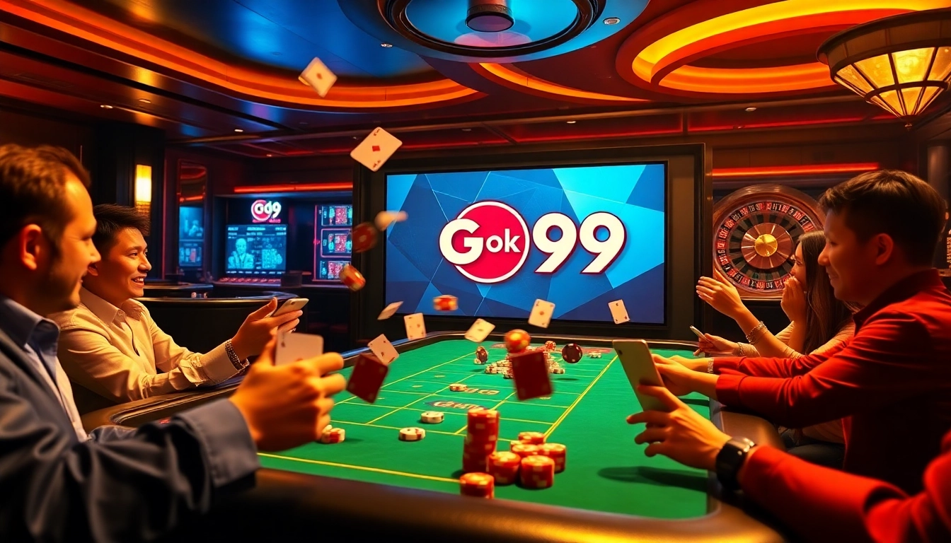 Players winning with Go99 poker chips at an exciting casino table, showcasing thrilling gameplay.