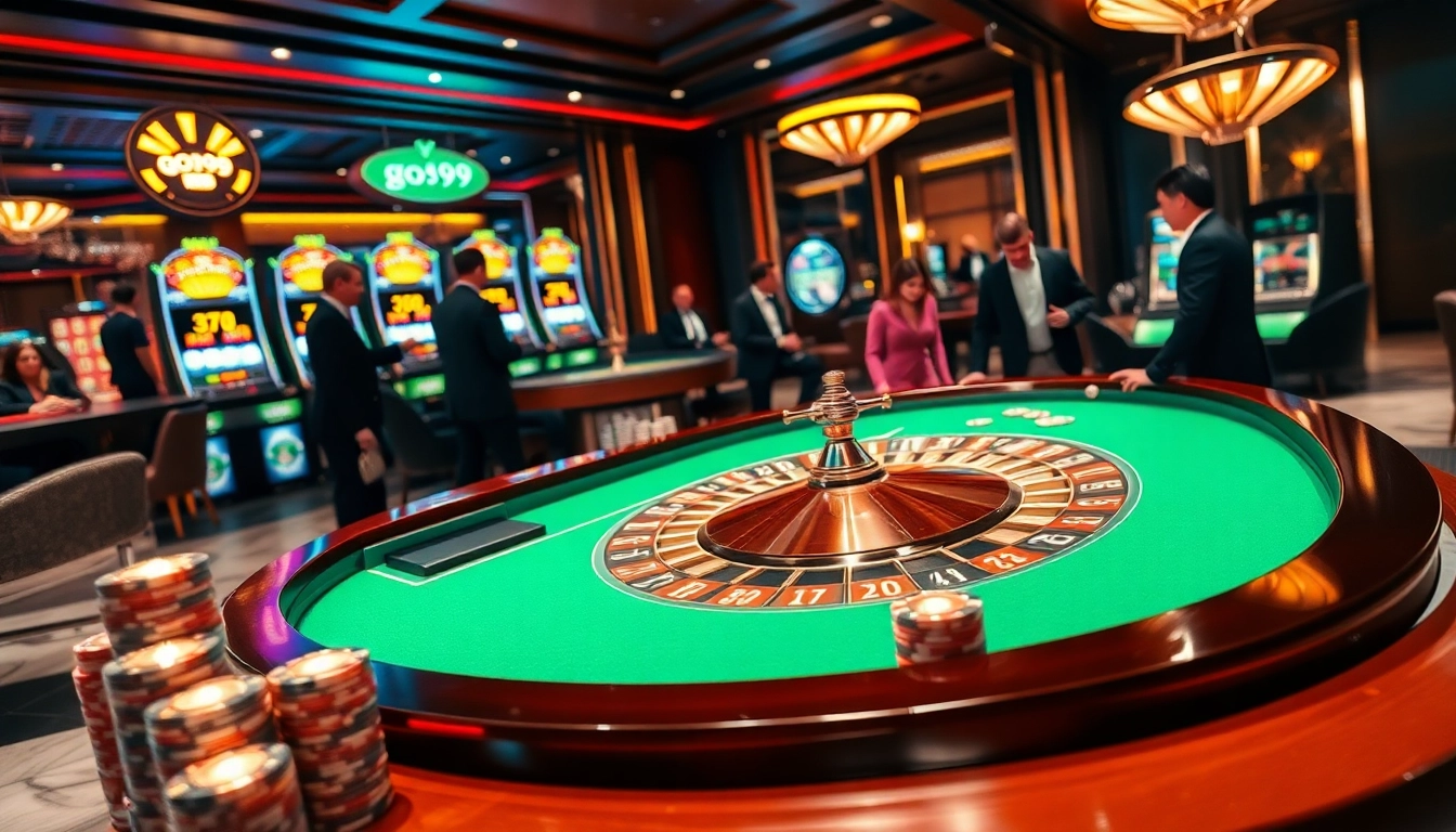 Gambler placing bets at a luxurious casino table featuring go99 gaming elements.