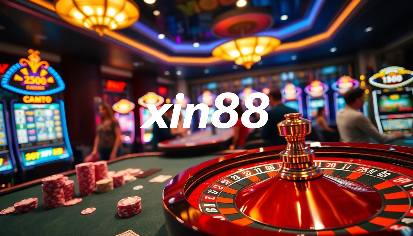 Experience the thrill of gambling at xin88 with vibrant casino tables and engaged players.
