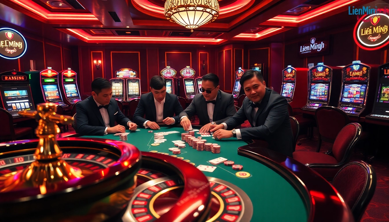 Engaging poker game showcasing Liên Minh KJC's luxurious gambling experience.