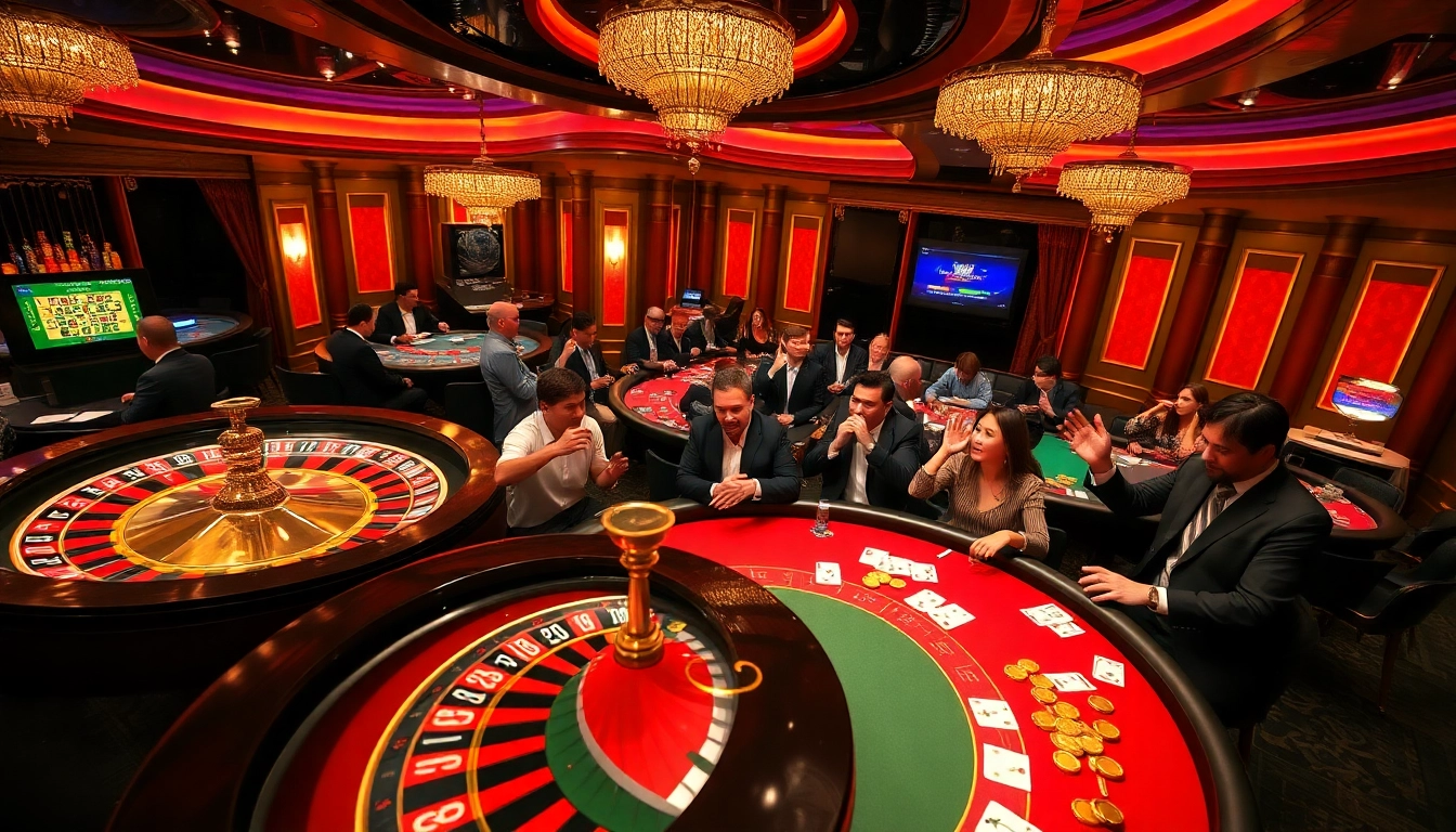 Excited players at a luxurious casino table engaged in thrilling gameplay at dh88.