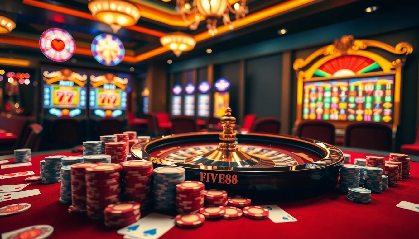 Experience the thrill of FIVE88 with vibrant casino games and professional gambling elements.