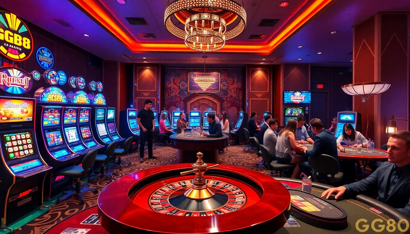 GG88 players enjoying a vibrant online casino atmosphere with joyous excitement.