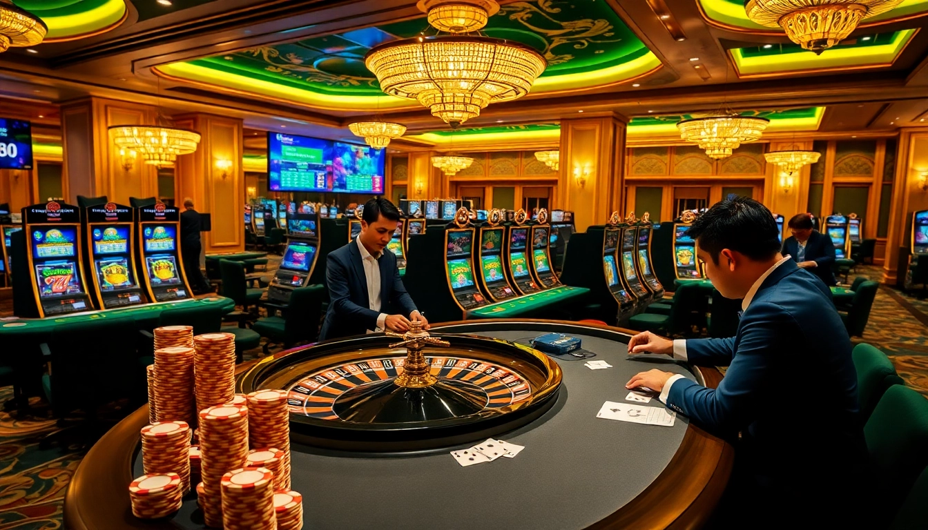 Players enjoying the go88 online gaming experience at a luxurious casino table.