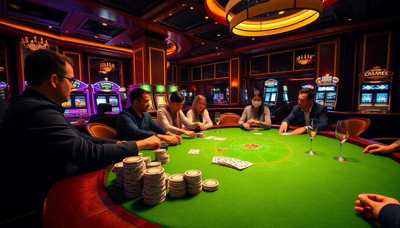 Engage in the excitement of poker at a luxury casino showcasing https://xx88.eu.com/ with vibrant gaming elements.