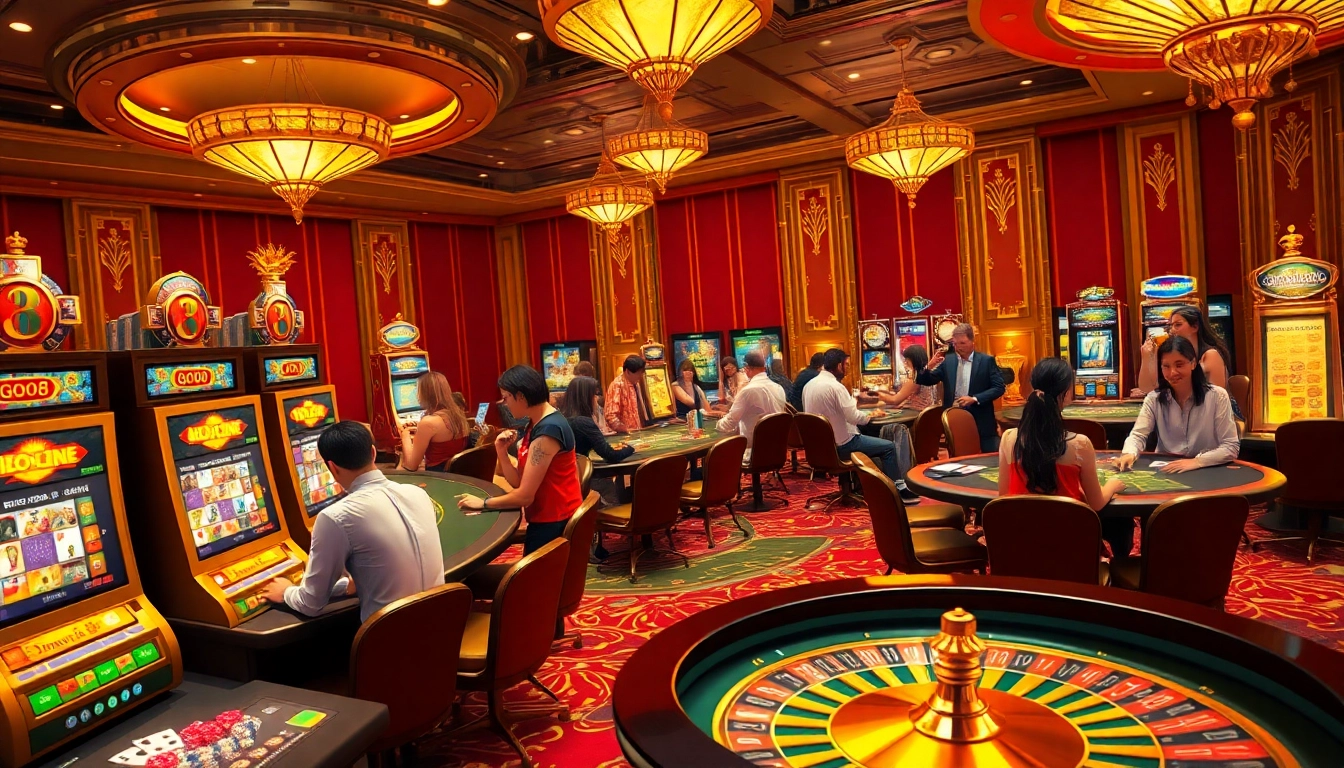 Engaging gamblers at the GO8 casino with vibrant chips and lively games.