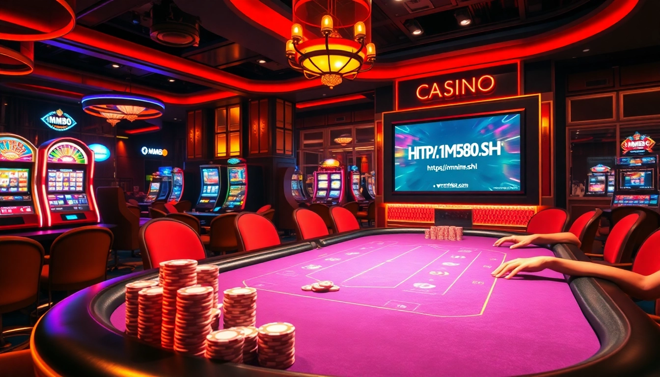 Experience the thrill of online gambling with engaging games showcased at https://mm88.sh/ in a luxurious casino setting.