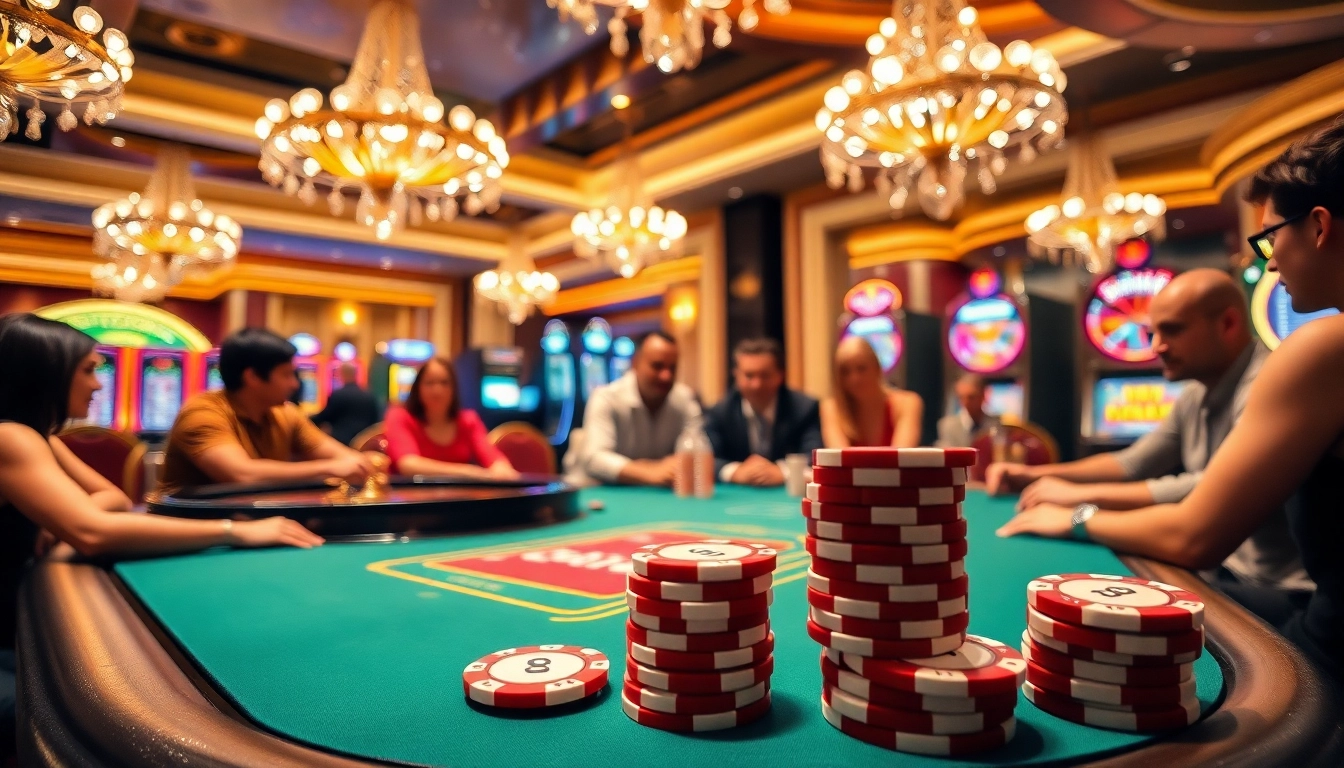 Trải nghiệm cảm giác hồi hộp tại LUCK8 trong một casino sang trọng với các bàn chơi sống động và những trận poker hấp dẫn.